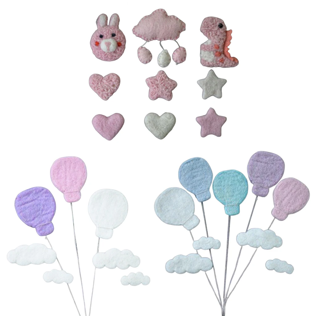 

9 Pcs DIY Baby Wool Felt Dinosaur Stars Love Heart Clouds Balloon Decorations Newborn Photography Props Ornaments