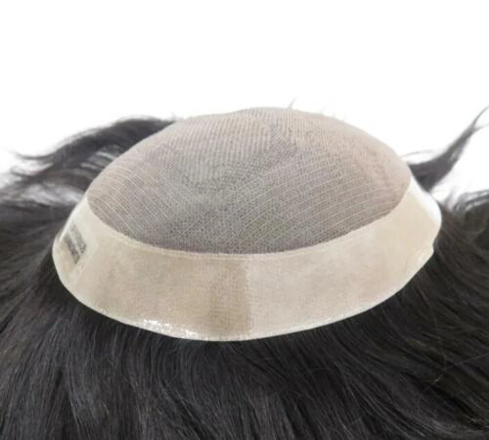 BYMC Thin Men's Toupee Swiss Lace and PU Hair Replacement Systems Handmade Wig Natural Remy 6 Inch European Human For Men | Шиньоны и