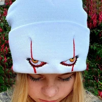 unisex scary horror clown eye skullies cap fashion casual ski beanies bonnet hip hop hat autumn winter warm woolen knitted hats