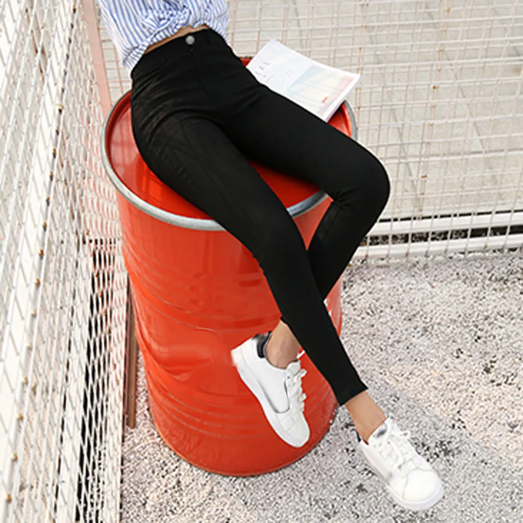 2019 плотные эластичные брюки осень зима женские с высокой талией облегающие