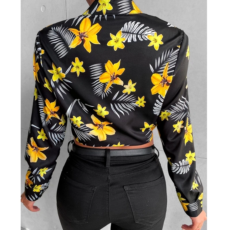 

Summer Clothes for Women Shorts Sets Long Sleeve Shirts Plus Size Sets Fashion Printing 2 piece set High Waist Shorts two piece