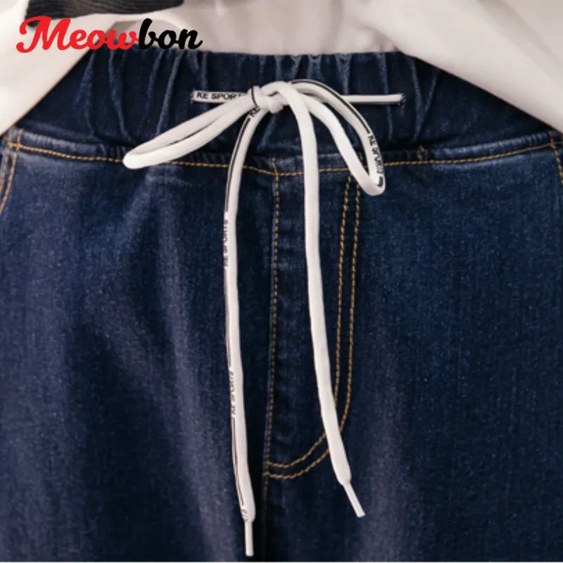 Женские зимние утепленные джинсы капри с вышивкой кошки размеры S M L XL 2XL 3XL 4XL 5XL