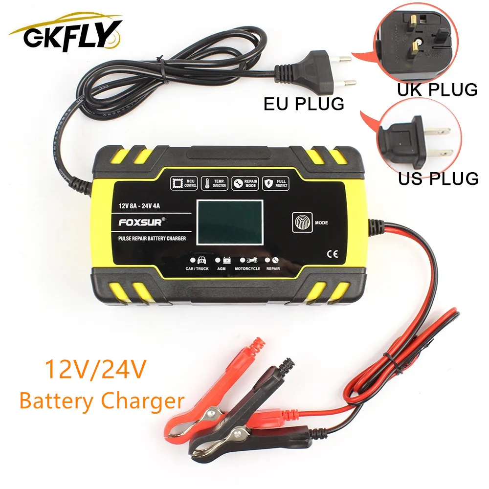 

Зарядное устройство для аккумуляторов автомобиля, 12 В/24 В, 3 этап автоматический, с ЖК-дисплеем