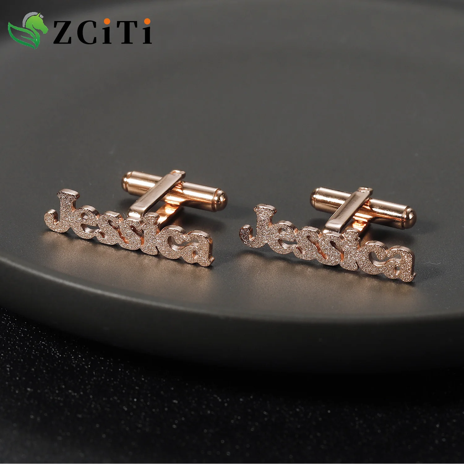 Personalized Name Cufflinks Light Plated Frosted Stainless Steel Jewelry & Custom Name Cufflinks for Women Party Fashion Gift