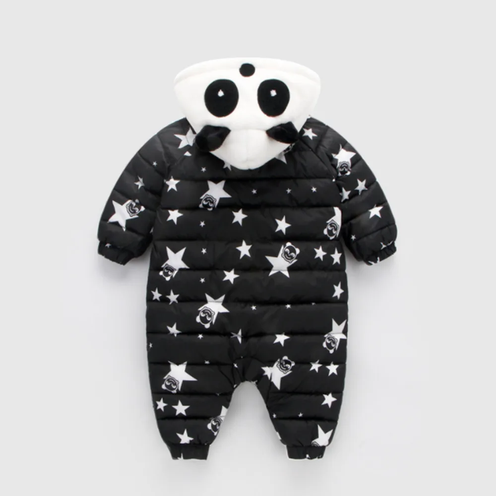 LILIGIRL/зимние комбинезоны для маленьких мальчиков и девочек одежда принт панды со