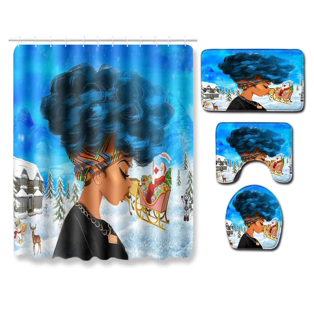 Zeegle Рождество Ванная комната украшения коврик с принтом креативная шторка анти