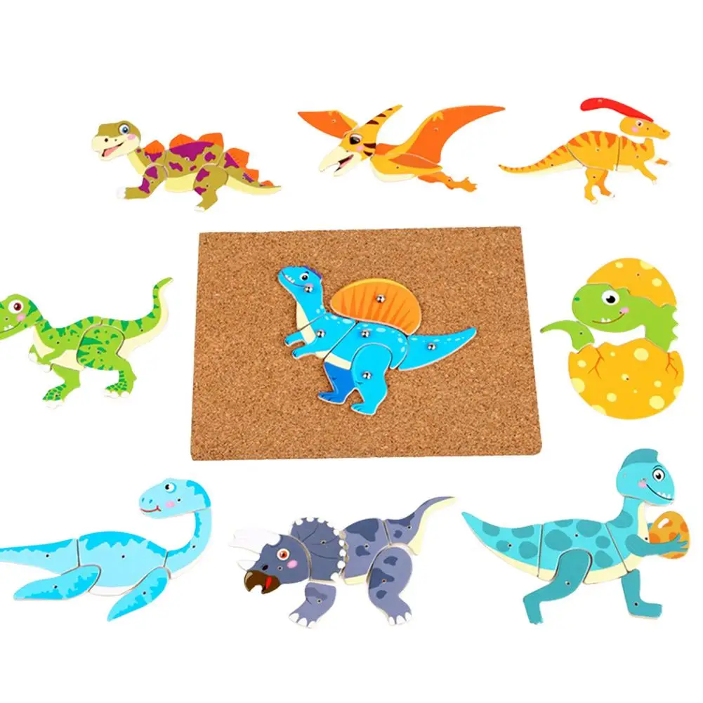 

Деревянные пазлы-животные для малышей, обучающая игрушка, подарок, животные Монтессори, яркие формы, Обучающие головоломки, отличные идеи д...