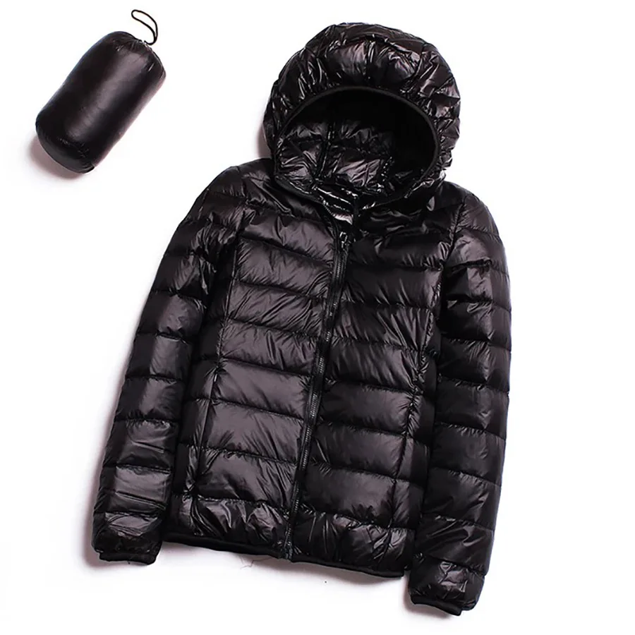 Осенняя куртка для женщин большие размеры 3XL ультратонкая зимняя на 90% утином