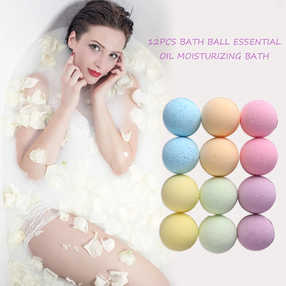 

12pcs Salt Bath Ball Scented Skin Moisturizing Massage Bath Bomb Relieve Fatigue Shower Bubble Tool Bathroom Accessory Universal