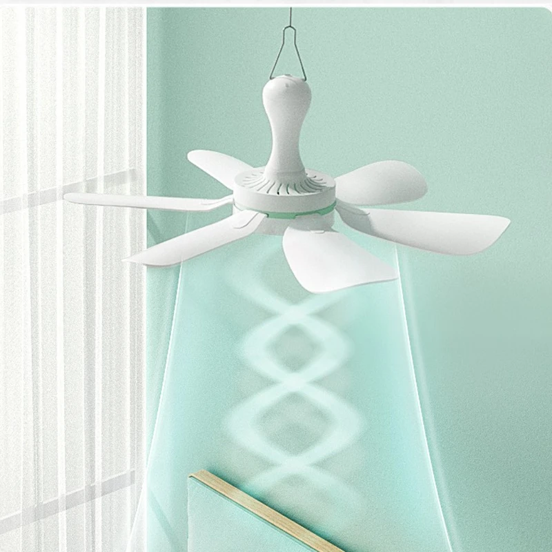 

16.5inch 6 Leaves AC 220V Small Ceiling Fan for Home Large Wind Bed Mute Student Dormitory Electric Fan US Plug