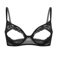 women sheer sexy lingerie lace open nipples bralette wire free unlined bra top adjustable shoulder straps erotic hollow out bra