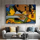Натюрморт с гитарой путем Хуан Грис 1913 испанский Cubist живопись на холсте настенные художественные плакаты и принты известных Картины Декор