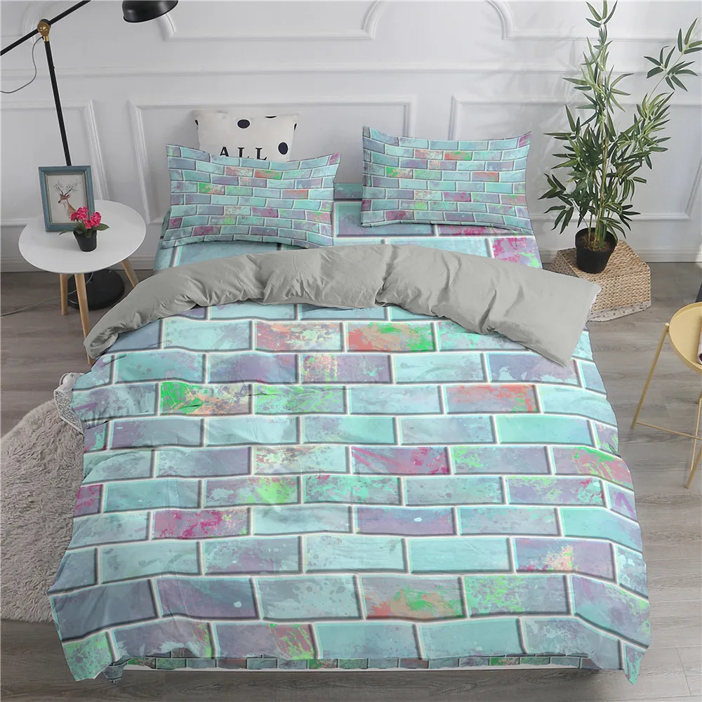 

Color Bricks 3D Bedding Set Modern Luxury Duvet Cover Set Ceramic Tile Bedclothes 2/3 Pieces Queen King Bed Cover Home Texiles