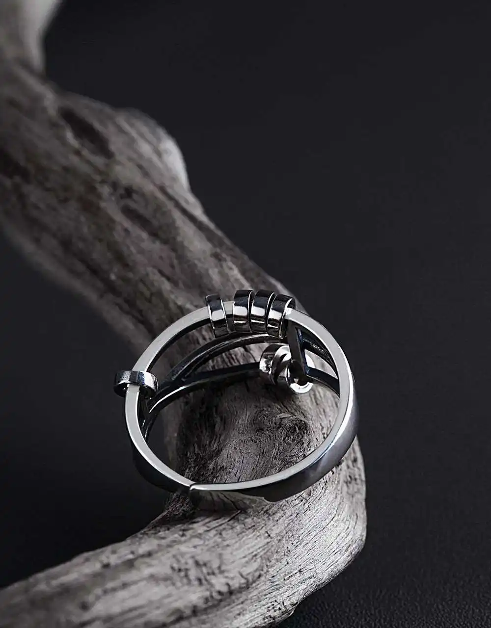 

Retro 925 Sterling Silver for Women Ring Fashion Geometric Multilayer Line Cross Ring Couple Adjustable Ring Party Jewelry