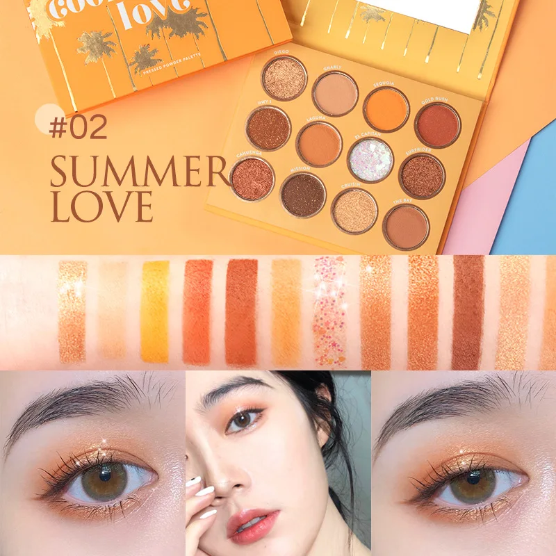 Glamcolor 12 цветов тени для век палитра блестящие мерцающие микро вспышки матовые