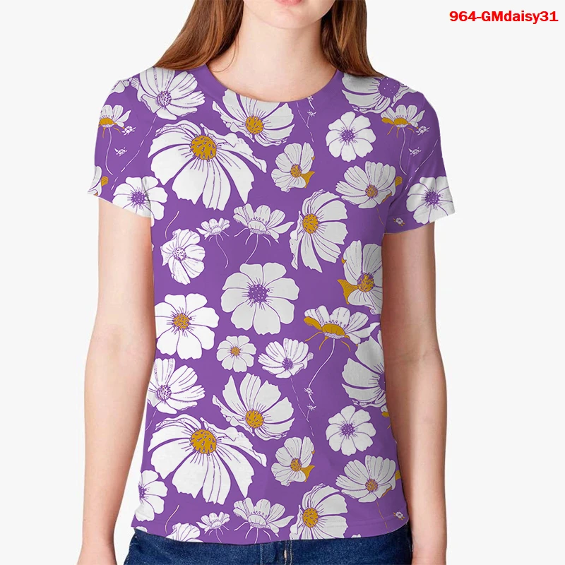 

daisy New 3D t shirt Woman Men flower tshirt Print Summer Tops Casual Tees Short Sleeve Streetwear Gothic kawaii tops