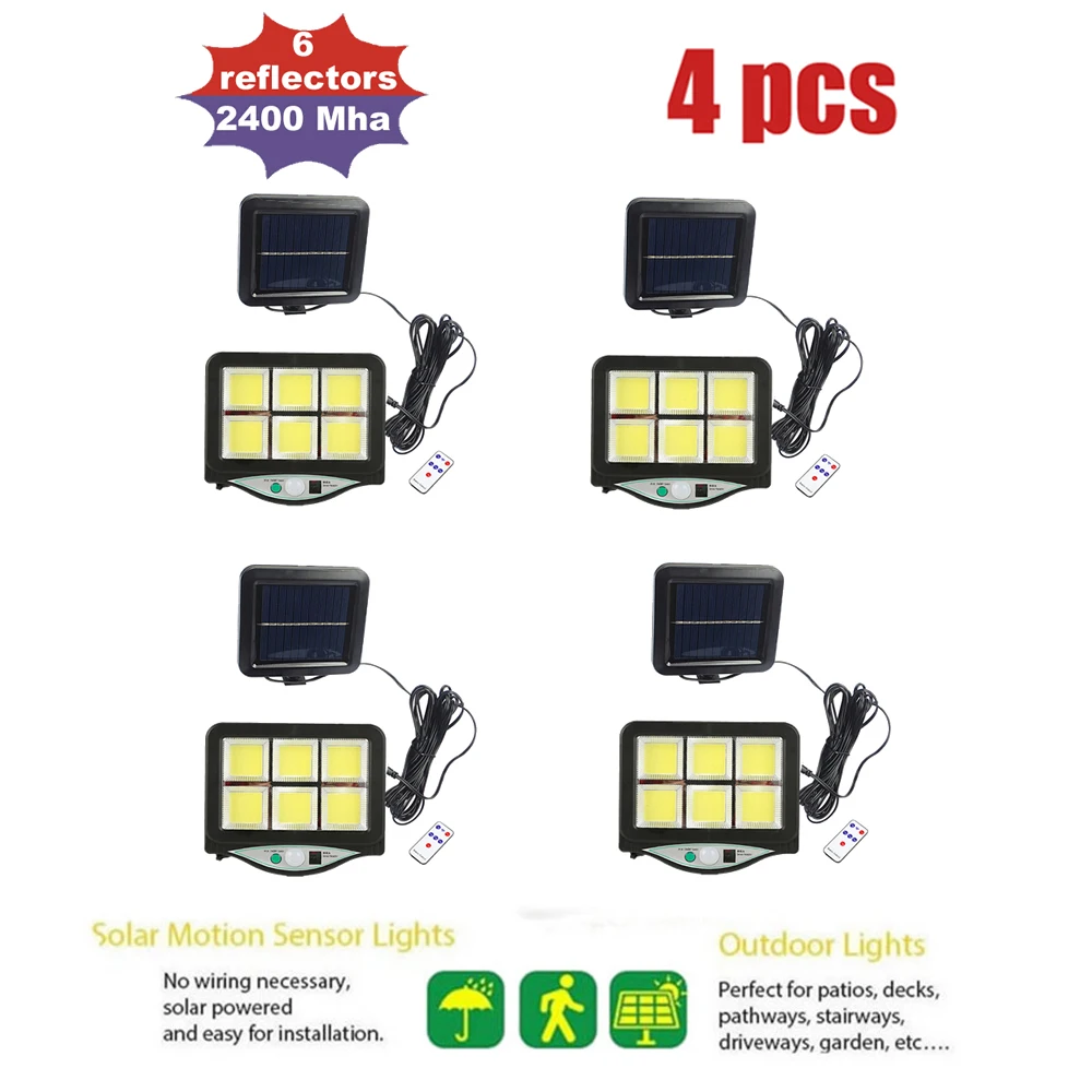 

4pcs seperable Powerful Remote Control Solar Light Led Outdoor Solar Lamp Motion Sensor Garden Wall Street Decorative security l