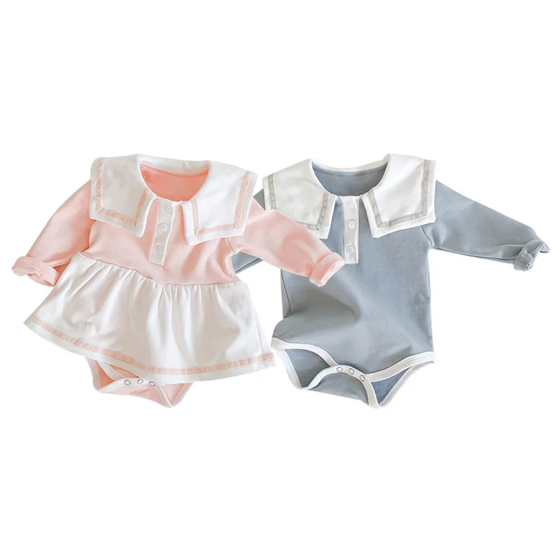 

Baby Romper Sailor Collar Cotton Jumpsuit Unisex Baby Girl Clothes Newborn Toddler Onesie Rompers for Infant Baby Boy