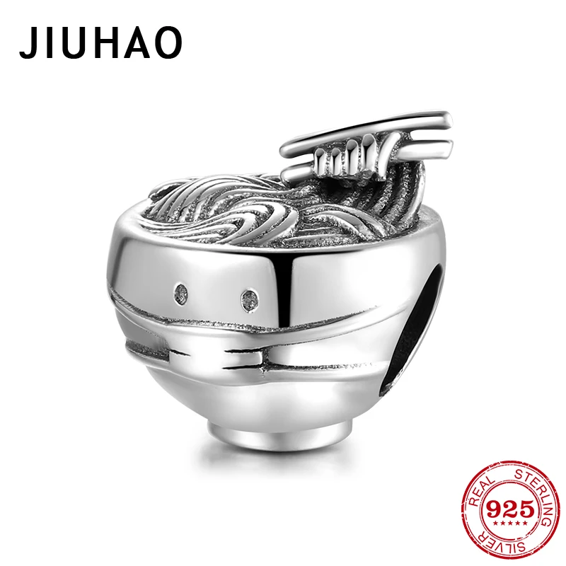 

2020 вкусные бусины рамен лапша и палочки для еды Ювелирные изделия Подвески 925 пробы Серебряные Подвески для изготовления браслетов S925