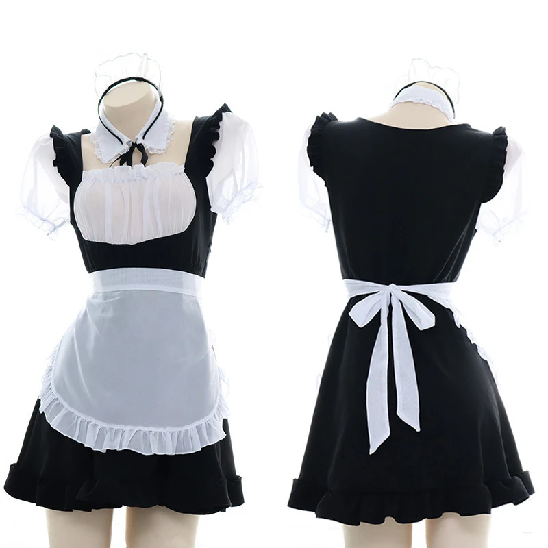 

Sexy Sweet Lolita Dress Japanese Maid Costume Anime Cosplay Kawaii Coffee Bar Uniform Halloween Outfit For Women New