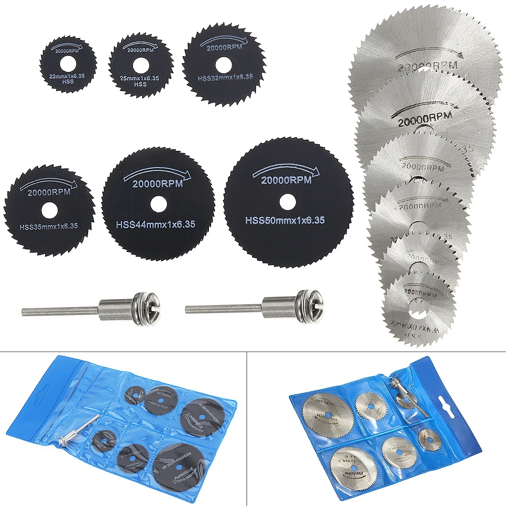 

14pcs/set HSS Circular Saw Blade Cutting Discs Rotary Metal Cutter Power Tool Kit with Connecting Shank Drill Mandrel