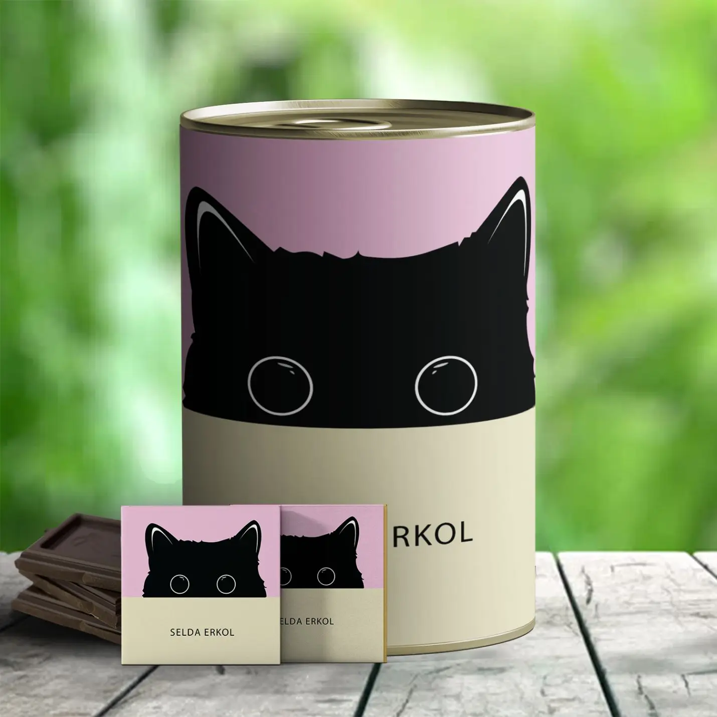 

Personalized Black Cat Design Chocolate Packed Canned