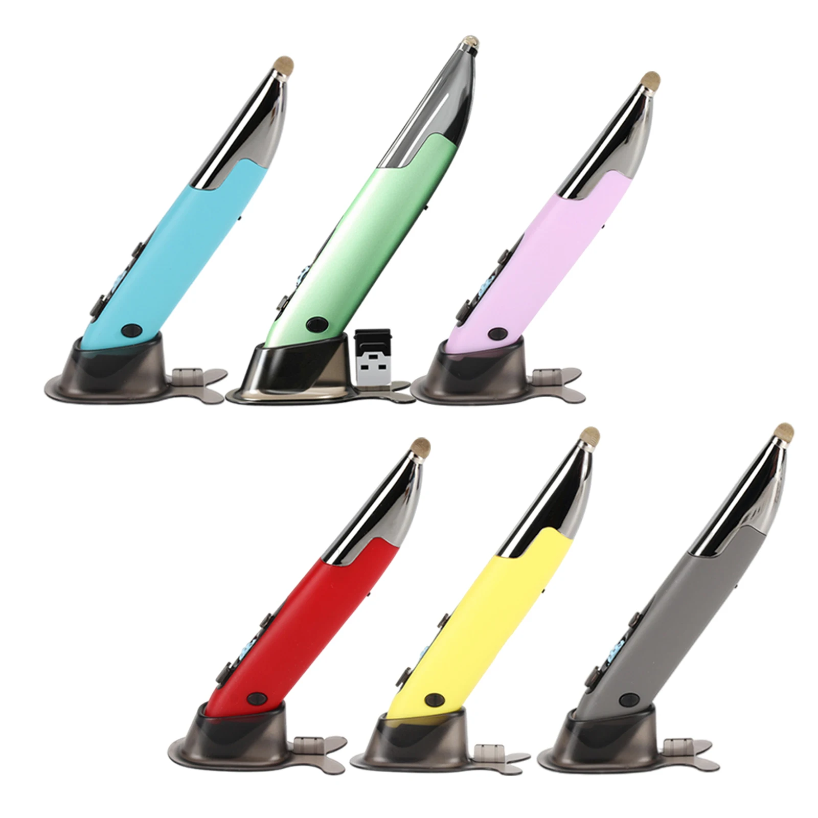 

2.4G Wireless Mouse Pen Home Pocket USB Rechargeable Pen Mouse RGB Backlit with Adapter Bluetooth for PC Notebook