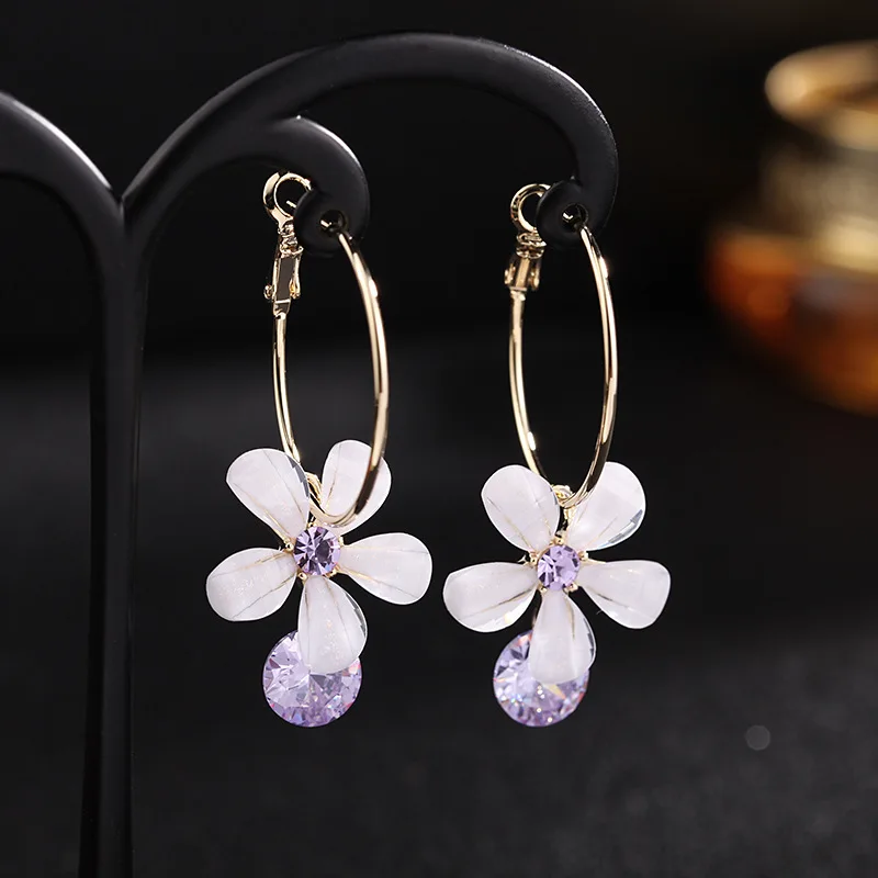 

Цирконий цветок сережки-гвоздики большие круглые серьги-кольца Висячие серьги для женщин модная одежда для девочек