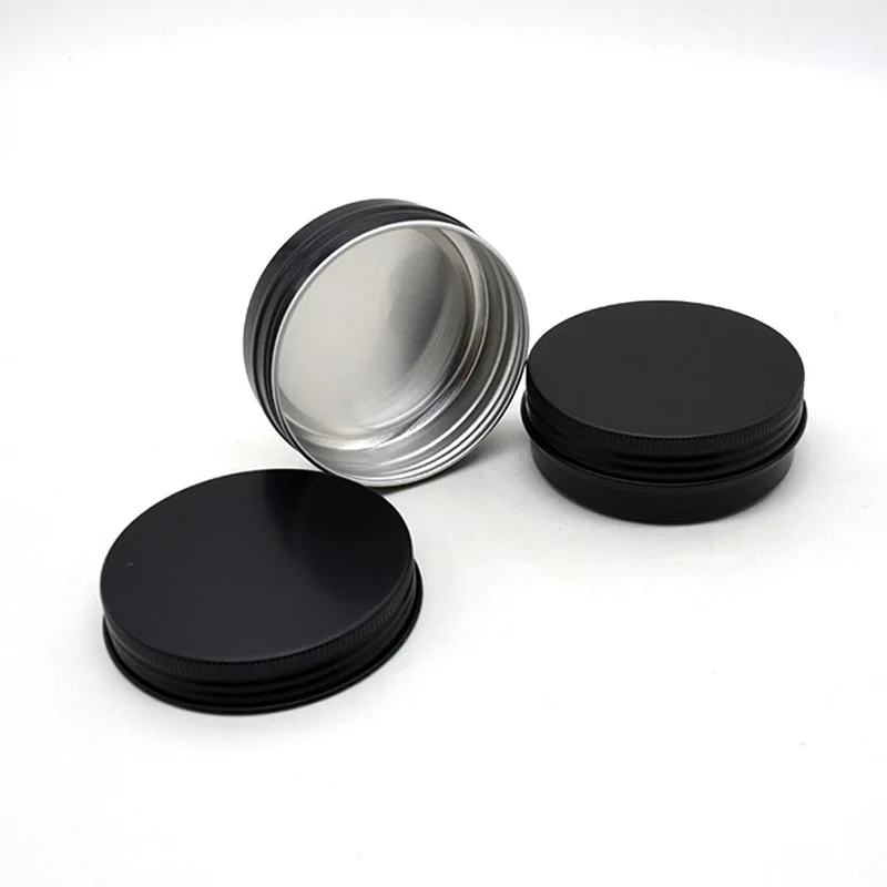 100pcs 60g 2Oz Empty Matte Black Aluminum Jars Cosmetic Cream Lotion Bottles Metal Makeup Tins With Screw Thread Lid