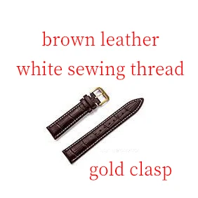 brown white gold Высокое Качество ремешок для часов из натуральной кожи набор пистонов с заклепками ящик для инструментов/12/13/14/15/16/17/18/19/20/21/22/23/24 мм наконечник Ширина ремешок для часов - Цвет ремешка: brown white gold