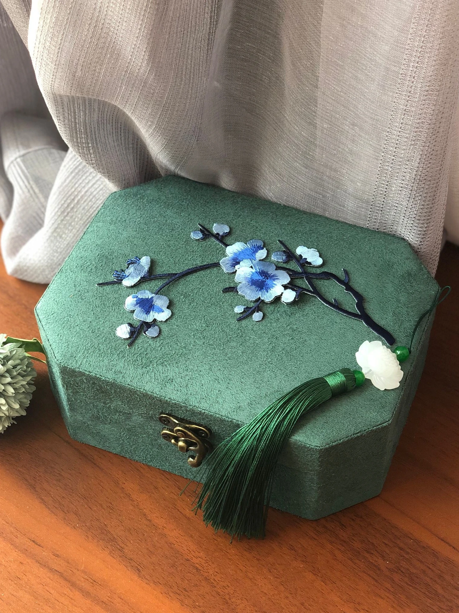 Китайская традиционная двухслойная коробка ювелирных изделий восьмиугольная