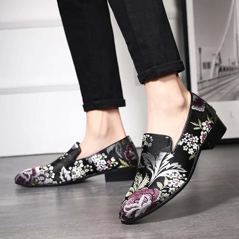 Туфли мужские классические с вышивкой итальянские туфли ручной работы мягкая