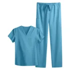 Клиническая униформа для женщин 2021, Женский матовый однотонный костюм с V-образным вырезом, с короткими рукавами и карманами, костюм-кашпо, ский