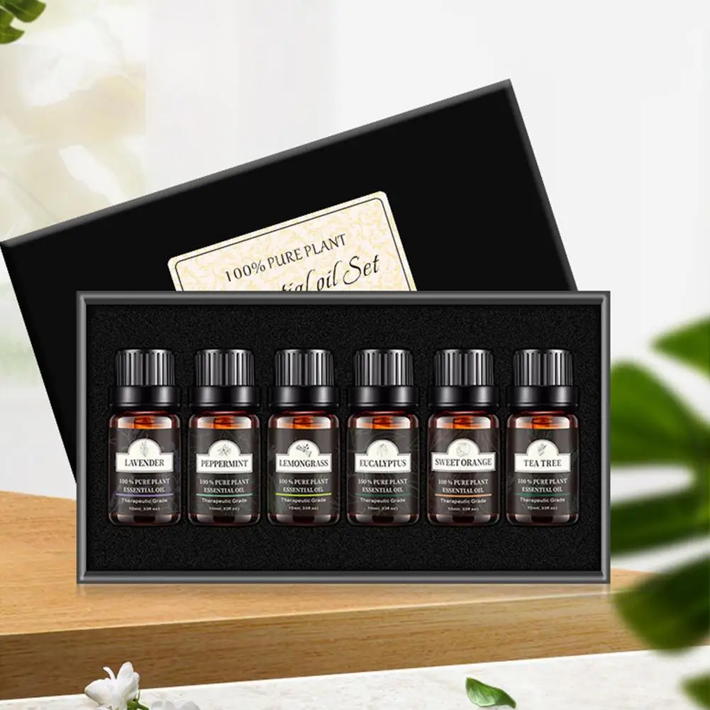 

Pure Essential Oils 6pcs Gift Set Natural Plant Aroma Essential Oil Diffuser Eucalyptus Lavender Mint Lemongrass Tea Tree Oil