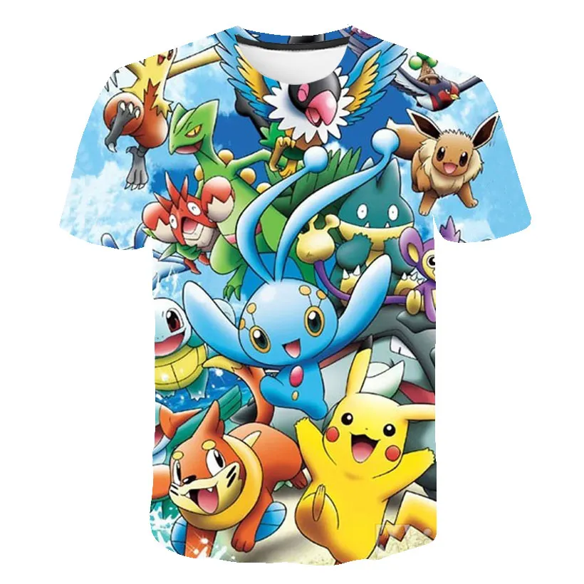 Детская футболка с 3D принтом «Pokemon Detective Pikachu»; коллекция года; модная летняя футболка с короткими рукавами; топы; уличная одежда; детская футболка
