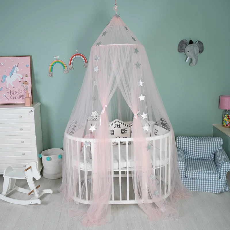 

Baby Bedding Round Dome Bed Cotton Canopy Netting Bedcover Mosquito Net Curtain Play Tent For Children