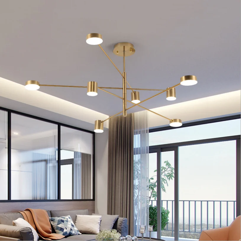 

Modern LED metal bedroom study room living room simple light luxury dining room chandelier creative personality Nordic lamps