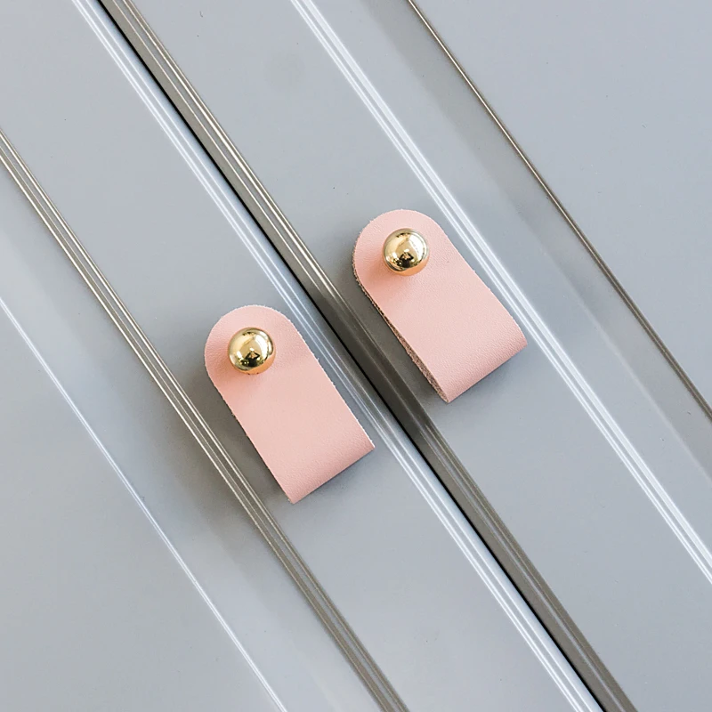 Мягкие кожаные латунные мебельные ручки безопасные детские дверные и для шкафа