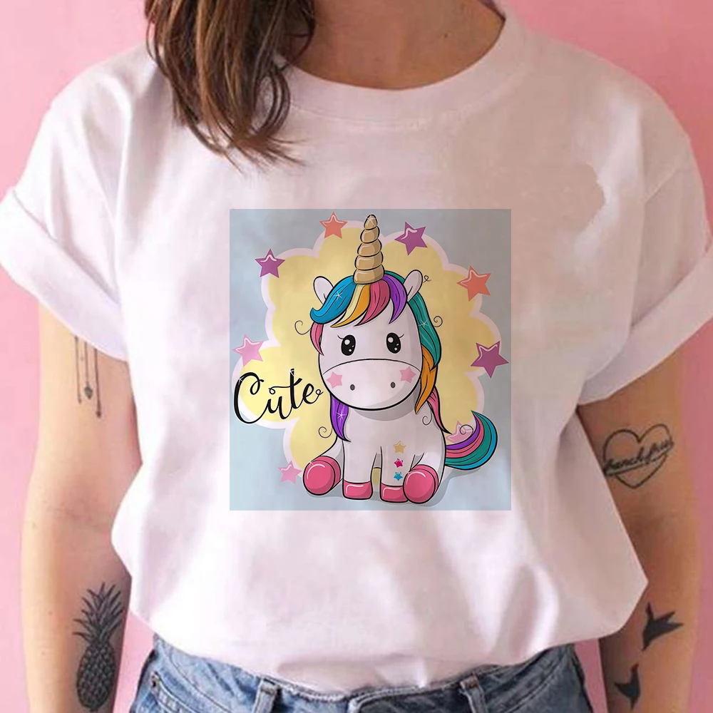 

Cute UnicornGraphic Women's T Shirts Casual Popular Breathable Short Sleeve Vetement Feminino Breathable Y2k Fashion Clothing