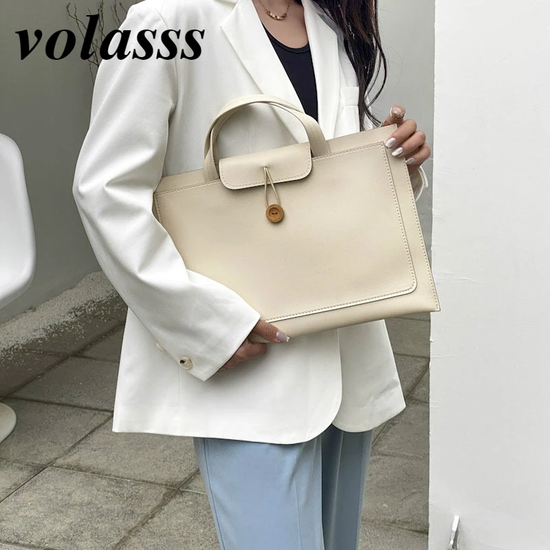 Volasss Women Briefcases Leather Handbags For 14