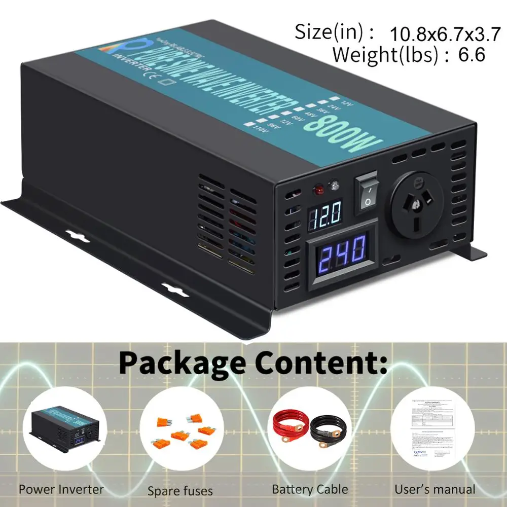 800w Power Solar Inverter 12v 220v dc to ac Customizable Multiple Plugs Off-grid System Home Use Pure Sine Wave | Обустройство дома