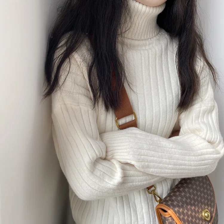 2020 Spring Women Knitted Sweater And Pullovers Long Sleeve Turtleneck Vintage Slim Femme Tricot Pull | Женская одежда