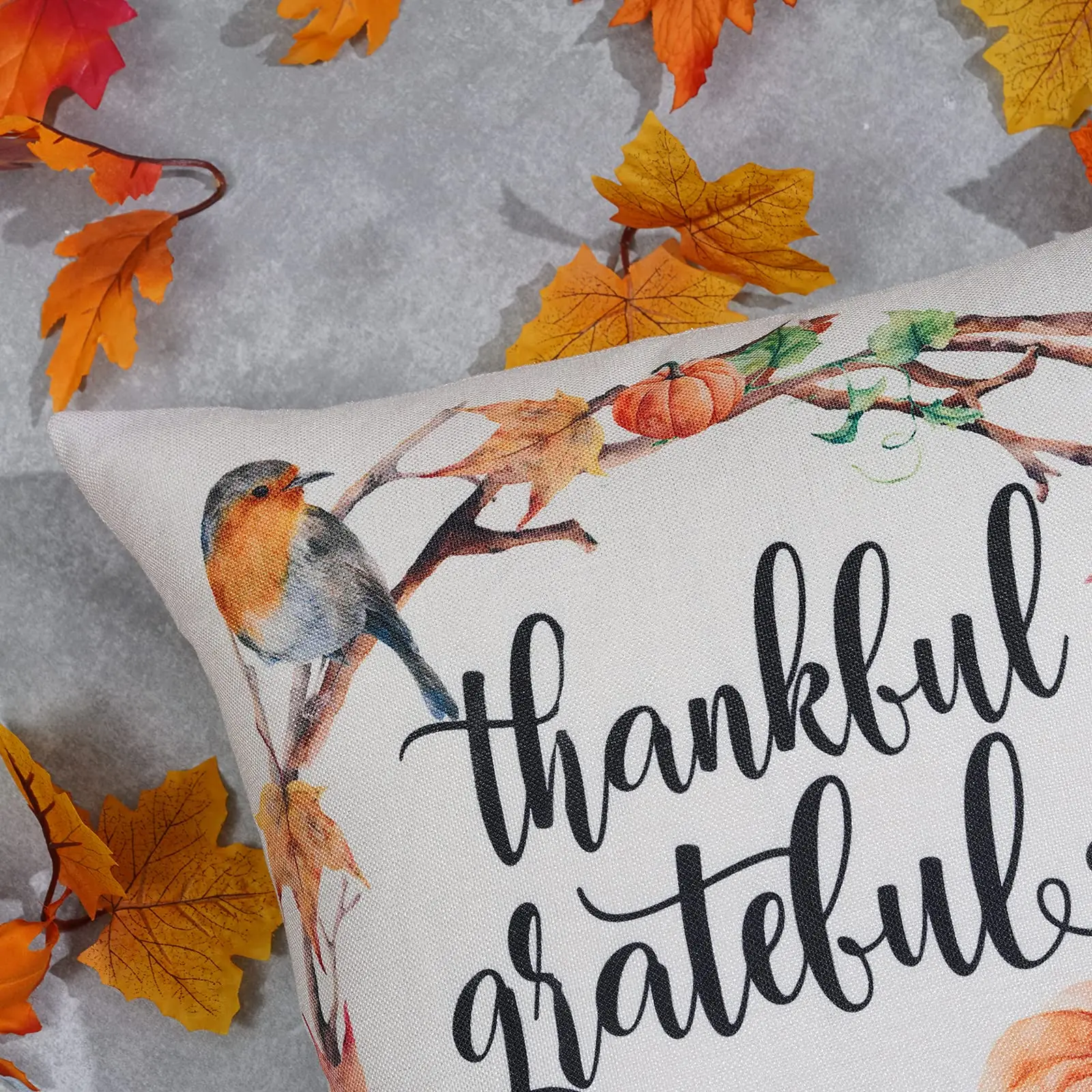 Голубая льняная наволочка с изображением грузовика велосипеда тыквы дивана