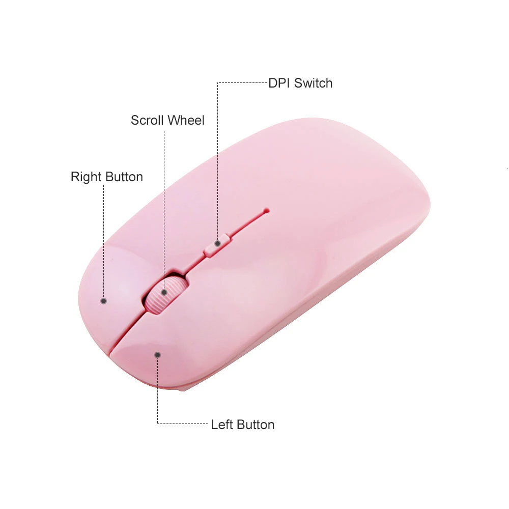 CHYI 2 4G USB Беспроводной мышь ультра тонкий оптическая компьютерная записные книжки