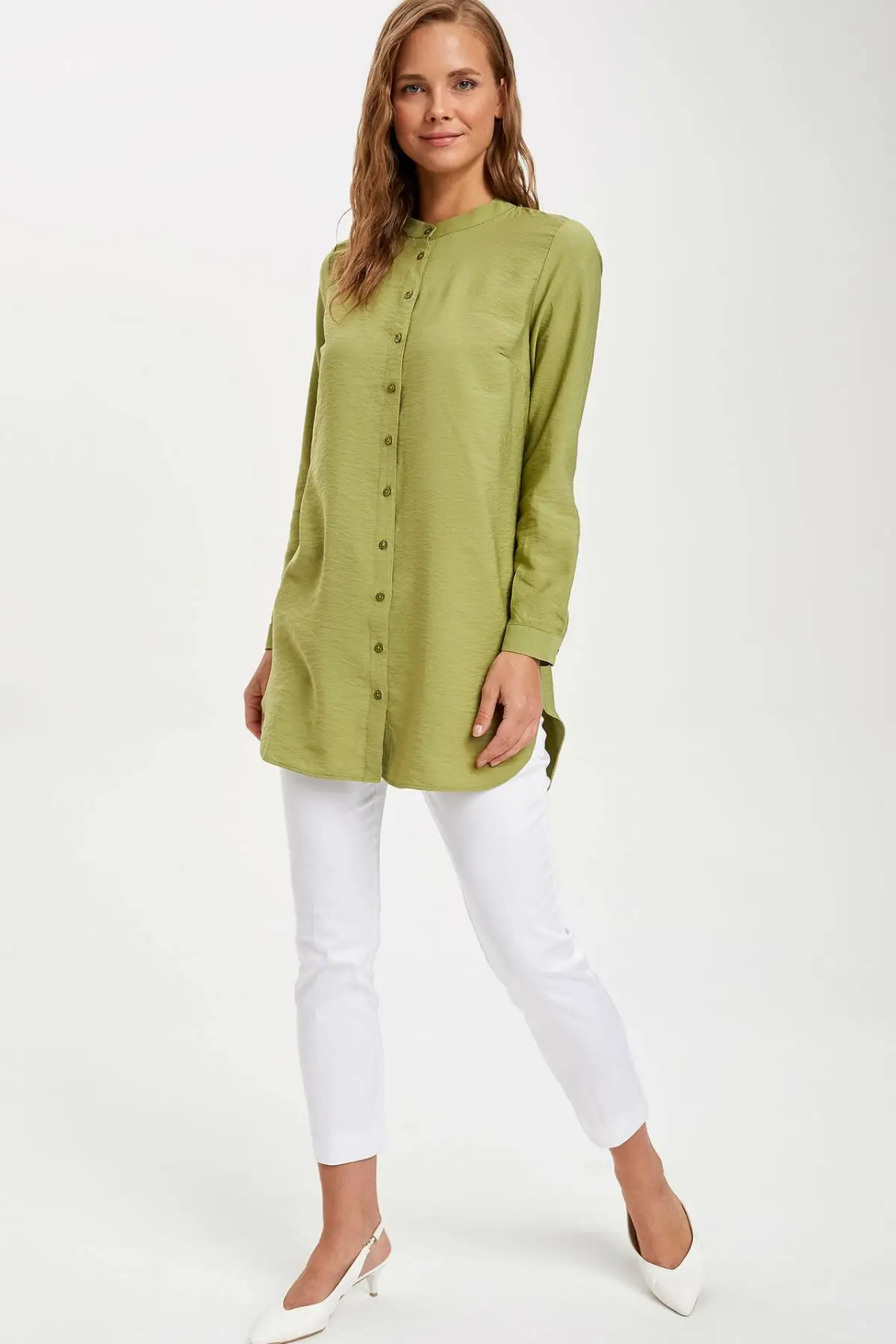 DeFacto Woman O-neck Long Sleeve Shirt Female High Quality Comfort Shirts Women's Casual Loose Tops Autumn-M1044AZ19AU