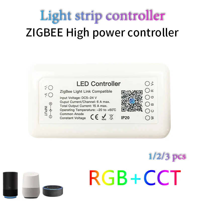 

Tuya Zigbee Smart RGB+CCT LED Light Strip Controller Wireless Dimmable Controller DC12-24V Work With Alexa Google Assistant