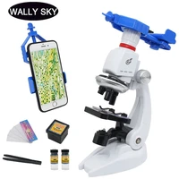 children toy biological microscope set 1200x illuminated microscope kit home school lab educational gift with cellphone mount