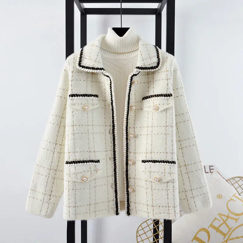 

Women's jacket 2022 popular spring and autumn new short style ladies imitation mink velvet small knit cardigan Coats