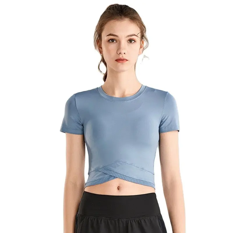 

Women Sexy Sports Yoga Shirts Tops Short Sleeve Running Training T-shirt Tee Gym Fitness Ladies Workout Sportswear