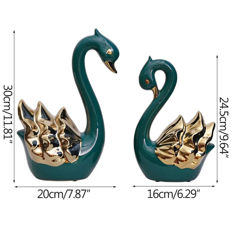 

Nordic Morandi Ceramic Swan Figurines Wedding Display Home Decoration Ornament TV Cabinet Decoration Props Plating Animal Crafts
